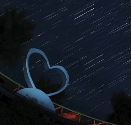 夜空に浮かぶ満天の星と、ハートのオブジェ💖✨